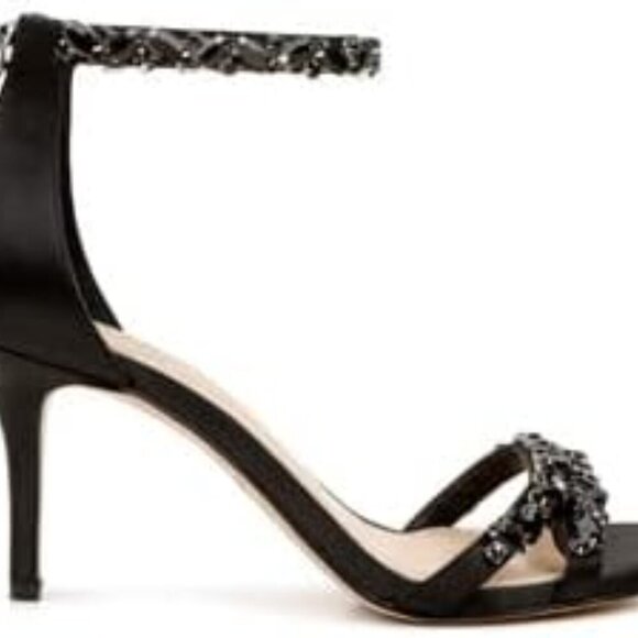 Women's Satin Embellished Strap Evening Shoe Size 10 Champagne - Picture 3 of 9